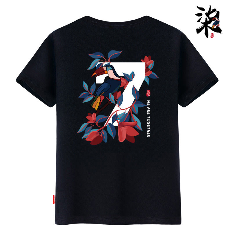 二次元动漫T恤  男韩版新款夏装柒字背后印花半袖学生宽松