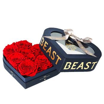 野兽派（THE BEAST）心中的玫瑰-百分百爱你 心形永生花礼盒 保鲜花盒 情人节生日礼物 送女生