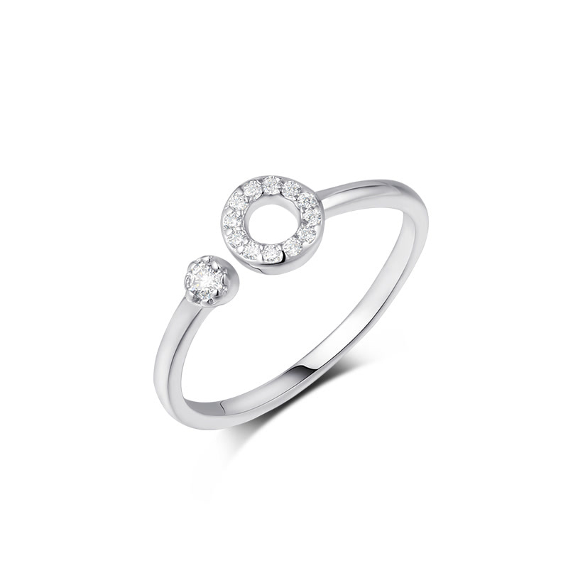 别制 925银戒指女食指戒锆钻戒指圆形开口可调节JZL67002S