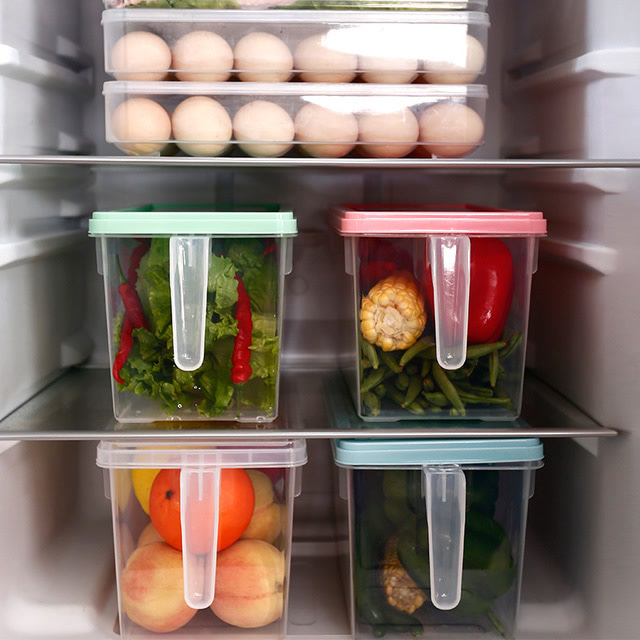 [4个]带手柄ins北欧风冰箱保鲜盒收纳盒食品保鲜储物盒